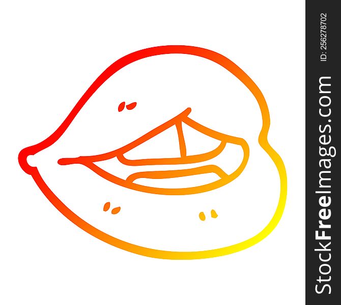 warm gradient line drawing of a cartoon pink lips