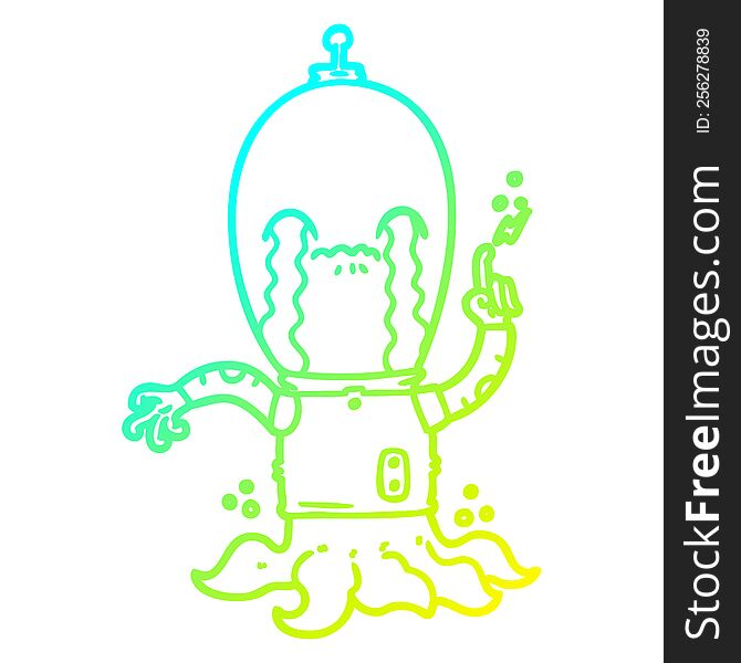 cold gradient line drawing of a cartoon alien