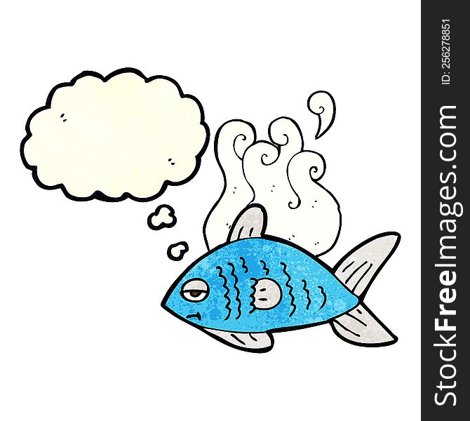 cartoon funny fish with thought bubble