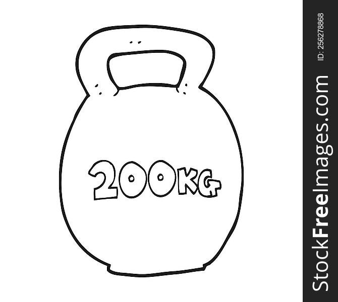 freehand drawn black and white cartoon 20kg kettle bell. freehand drawn black and white cartoon 20kg kettle bell