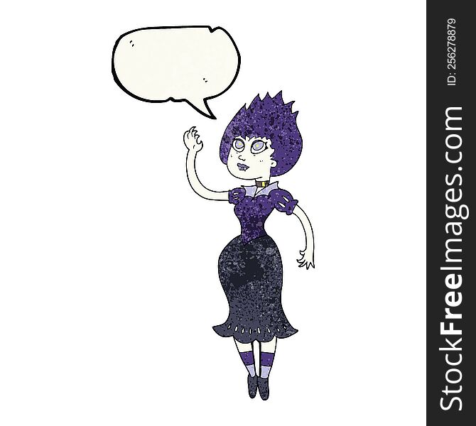 freehand speech bubble textured cartoon vampire girl
