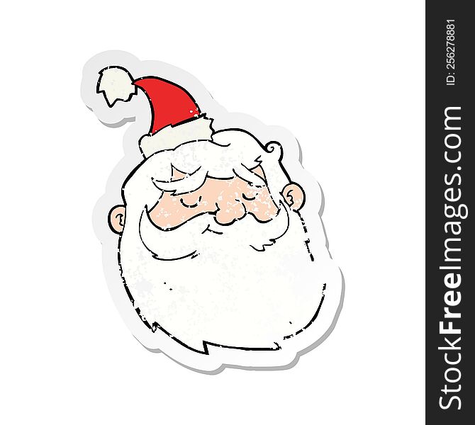 Retro Distressed Sticker Of A Cartoon Santa Claus Face
