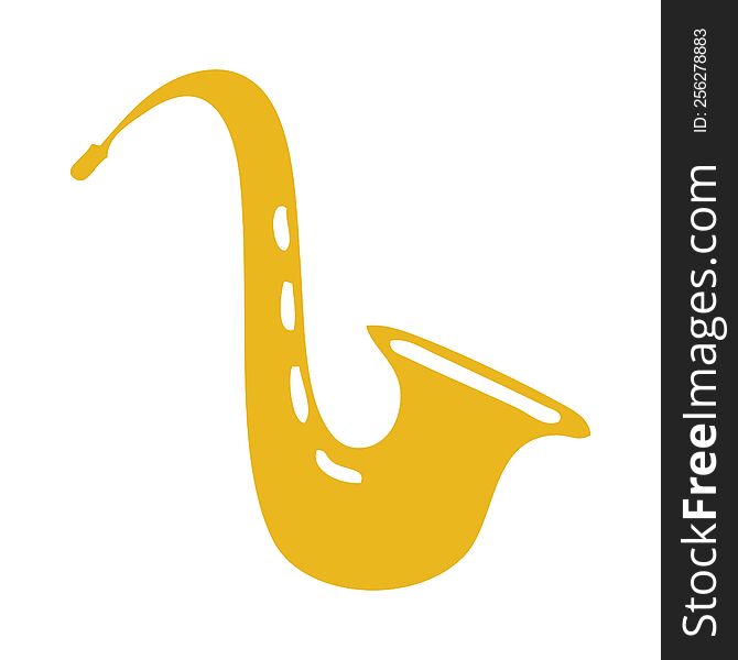 flat color retro cartoon of a musical saxophone