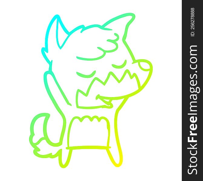 Cold Gradient Line Drawing Friendly Cartoon Fox