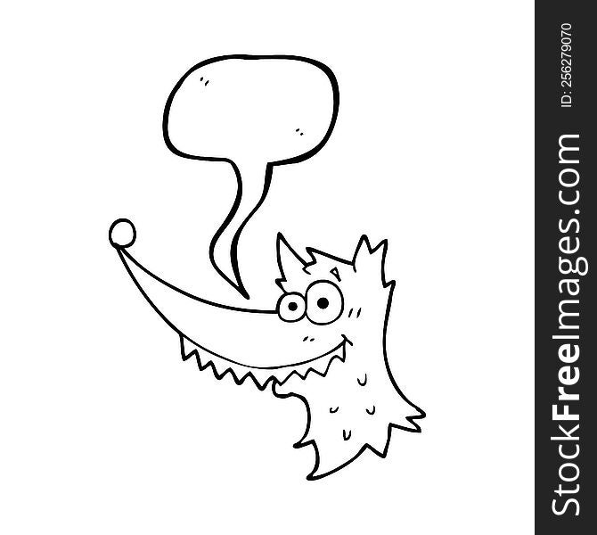freehand drawn speech bubble cartoon wolf head