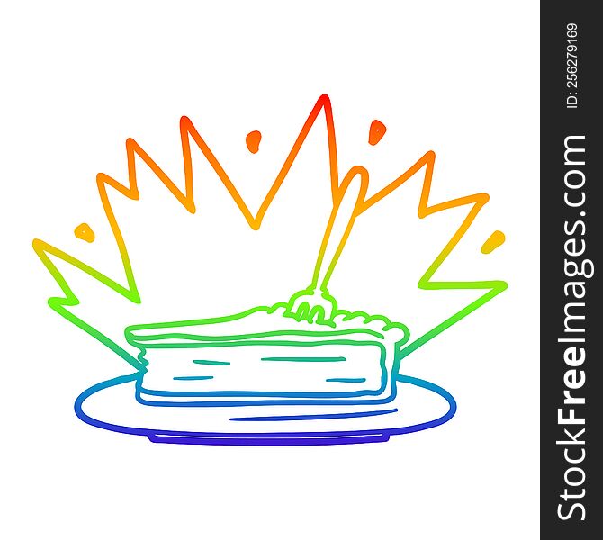 rainbow gradient line drawing of a amazing dessert cartoon