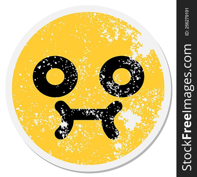 staring blank eye face circular sticker