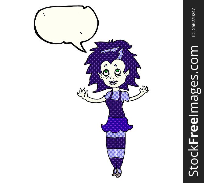 Comic Book Speech Bubble Cartoon Vampire Girl