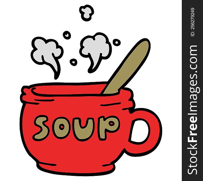 cartoon doodle of hot soup