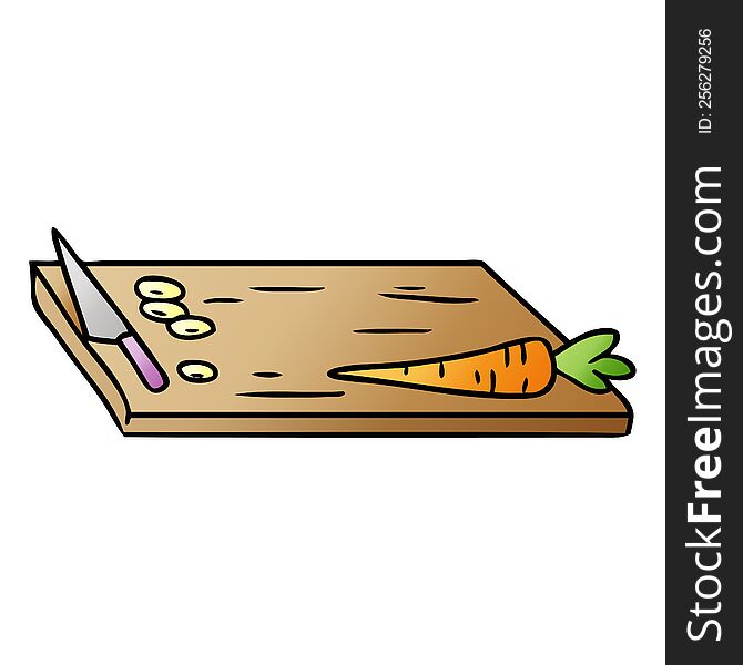 hand drawn gradient cartoon doodle of vegetable chopping board