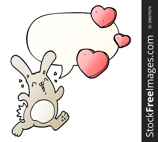Cartoon Rabbit In Love And Speech Bubble In Smooth Gradient Style