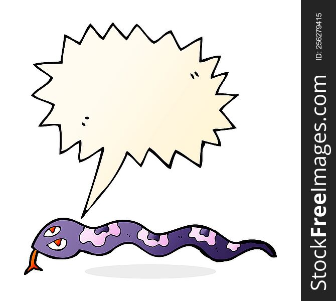 Cartoon Hissing Snake With Speech Bubble