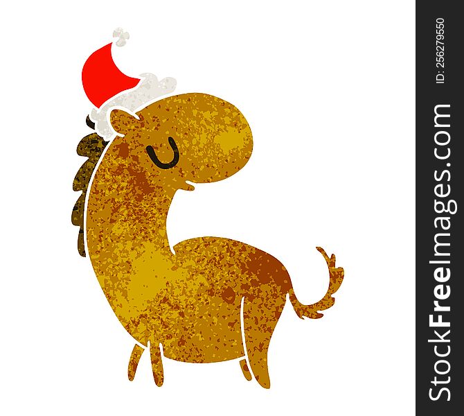 Christmas Retro Cartoon Of Kawaii Horse