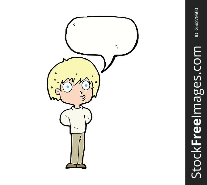 Cartoon Impressed Boy With Speech Bubble