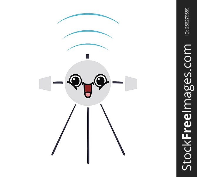 Flat Color Retro Cartoon Satellite
