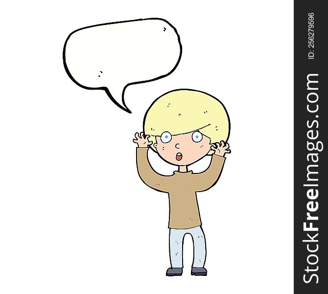 Cartoon Startled Boy With Speech Bubble