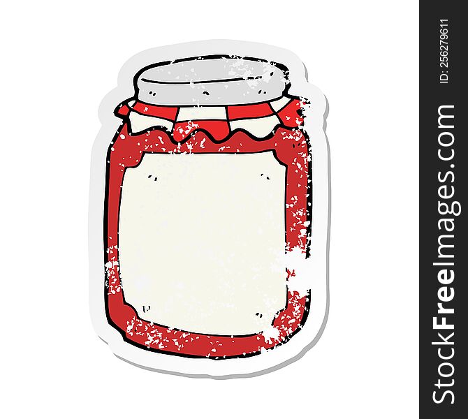 retro distressed sticker of a cartoon jar of preserve
