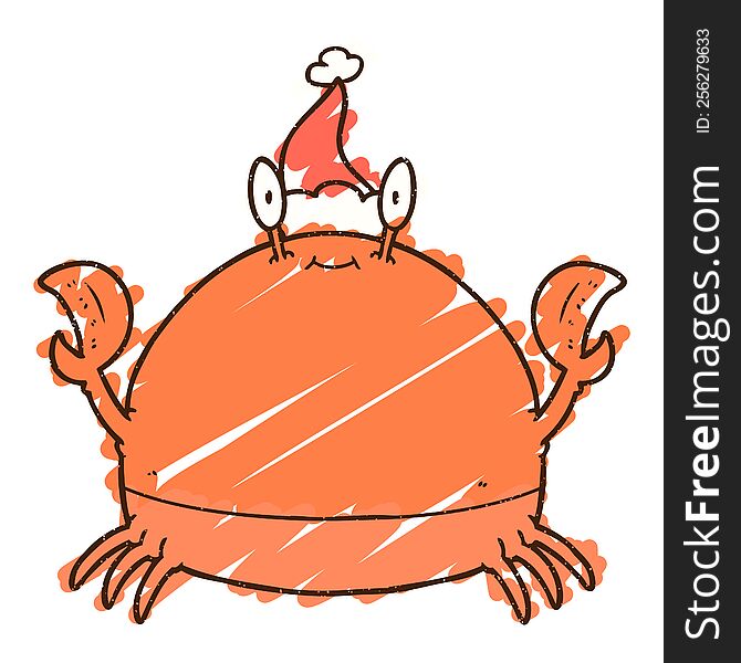 Christmas Crab Chalk Drawing