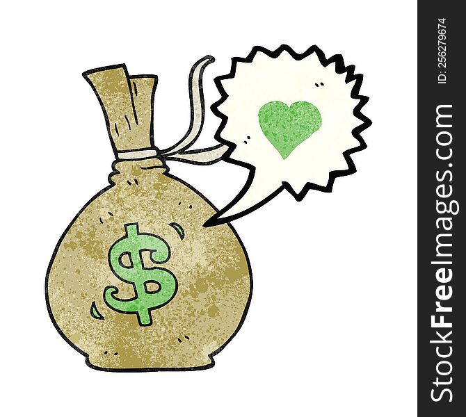 Speech Bubble Textured Cartoon Bag Of Money