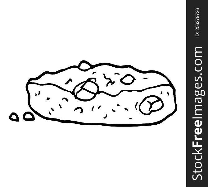 Line Drawing Cartoon Choclate Chip Cookie