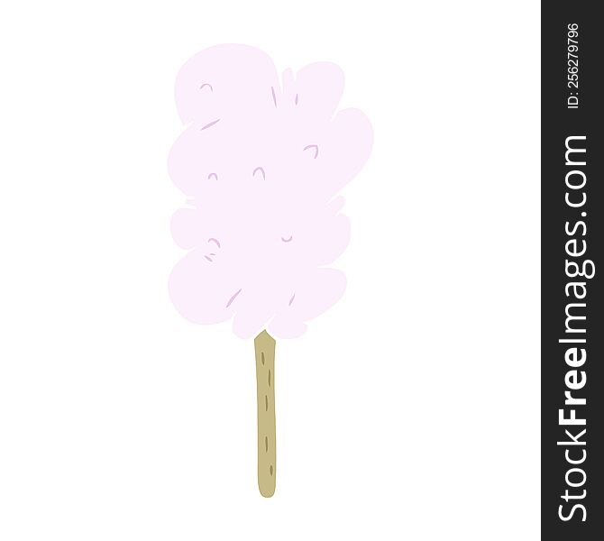 flat color style cartoon candy floss on stick