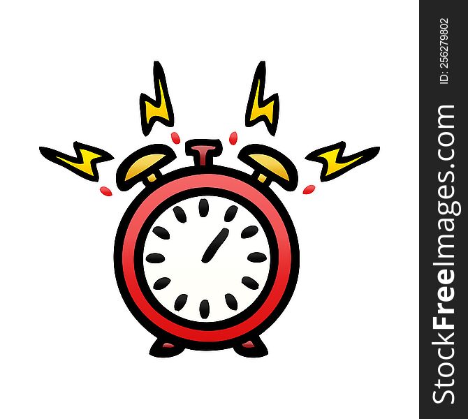 Gradient Shaded Cartoon Ringing Alarm Clock