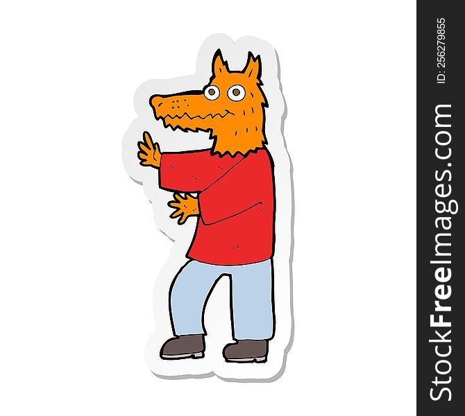 Sticker Of A Cartoon Funny Fox Man