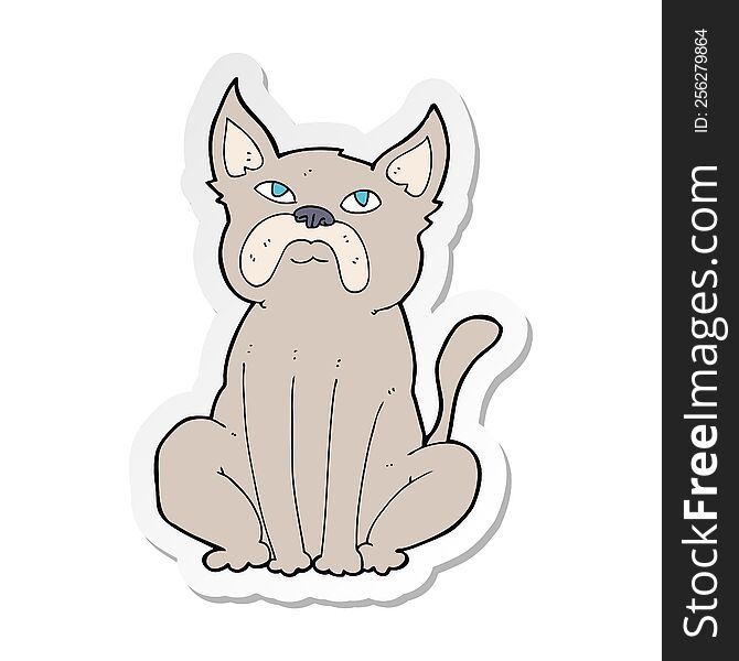 Sticker Of A Cartoon Grumpy Little Dog