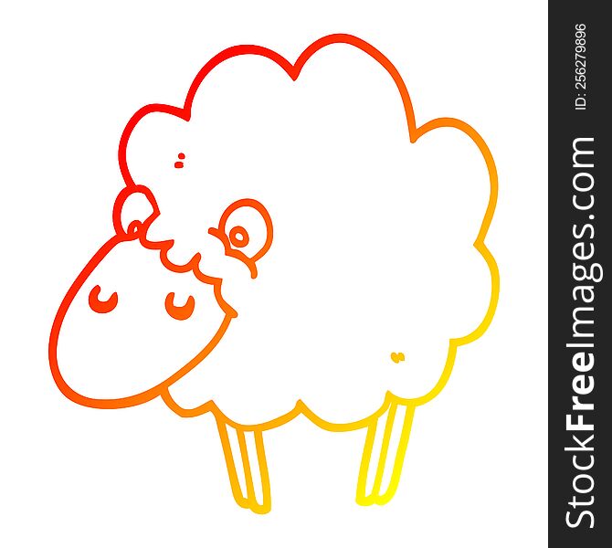 warm gradient line drawing of a cartoon sheep