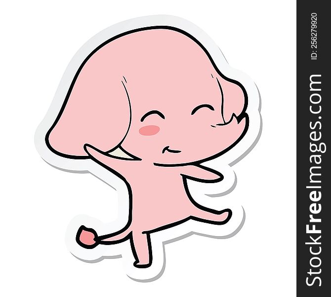 Sticker Of A Cute Cartoon Elephant Dancing