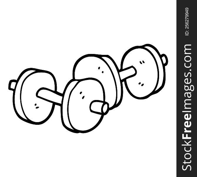 Black And White Cartoon Pair Of Dumbbells