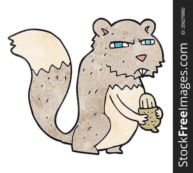 Textured Cartoon Angry Squirrel With Nut