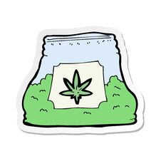 Free Sticker Of A Cartoon Bag Of Weed Stock Photography - 256282182