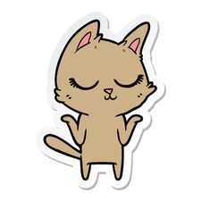 Sticker Of A Calm Cartoon Cat Stock Photo