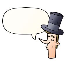 Cartoon Man Wearing Top Hat And Speech Bubble In Smooth Gradient Style Royalty Free Stock Photo