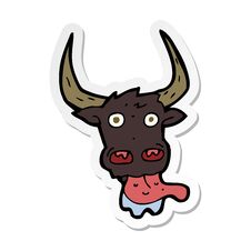 Sticker Of A Cartoon Cow Face Stock Image