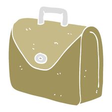 Flat Color Illustration Of A Cartoon Old Briefcase Royalty Free Stock Image
