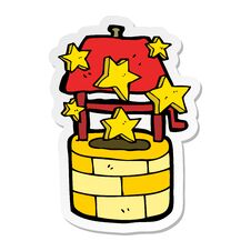 Sticker Of A Cartoon Wishing Well Stock Photos