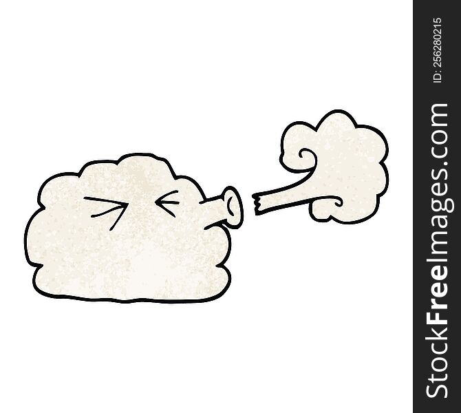 cartoon doodle cloud blowing a gale
