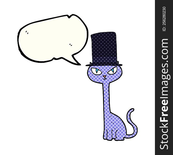 freehand drawn comic book speech bubble cartoon posh cat