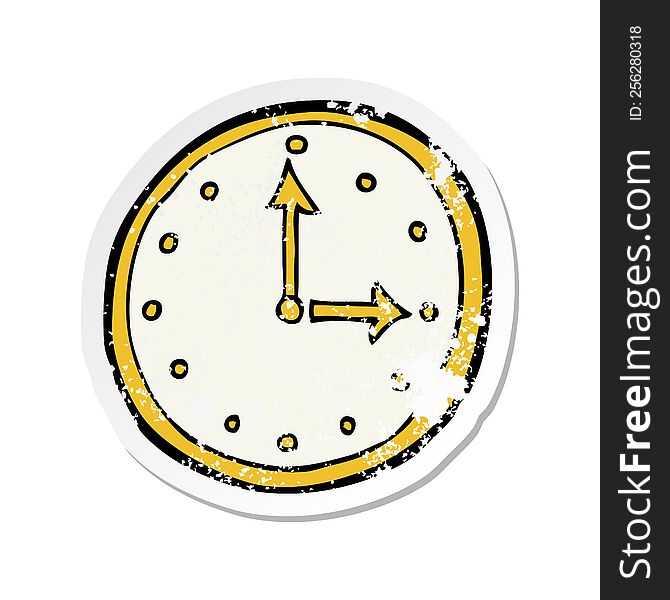 retro distressed sticker of a cartoon clock symbol
