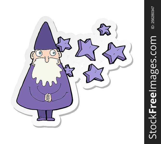 Sticker Of A Cartoon Wizard