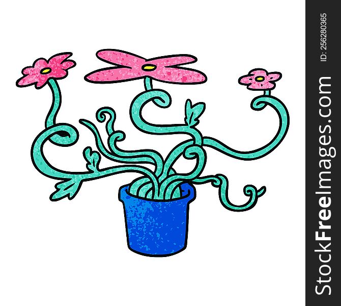 hand drawn textured cartoon doodle of a flower plant