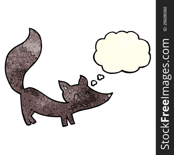 Cartoon Little Wolf Cub With Thought Bubble
