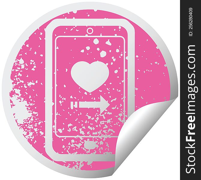 dating app on cell phone graphic distressed sticker illustration icon