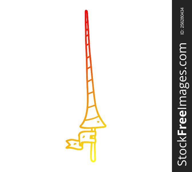 warm gradient line drawing of a cartoon medieval lance