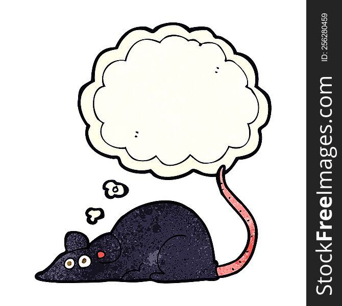 cartoon black rat with thought bubble