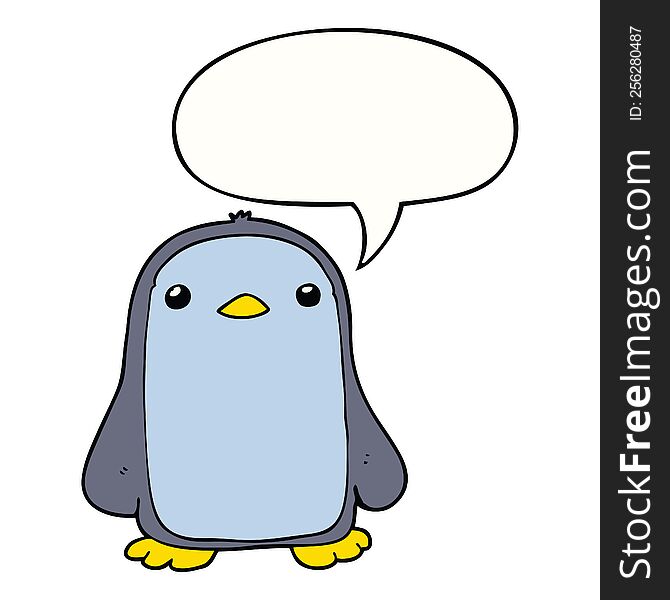 cute cartoon penguin with speech bubble. cute cartoon penguin with speech bubble