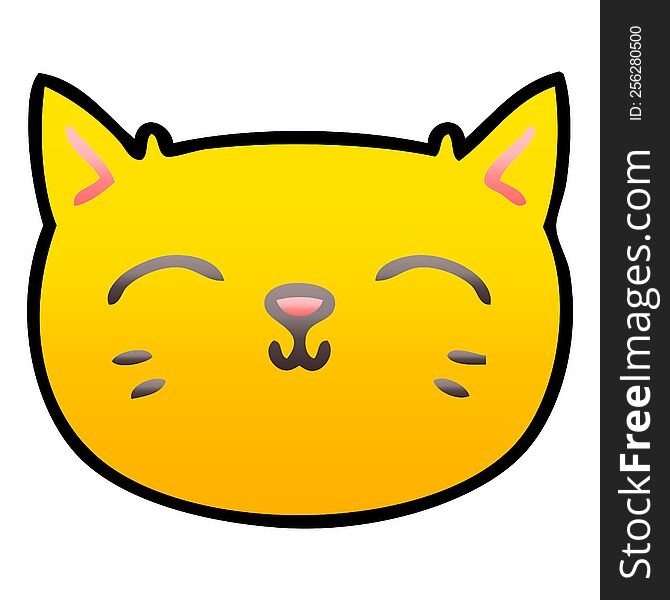Quirky Gradient Shaded Cartoon Cat Face