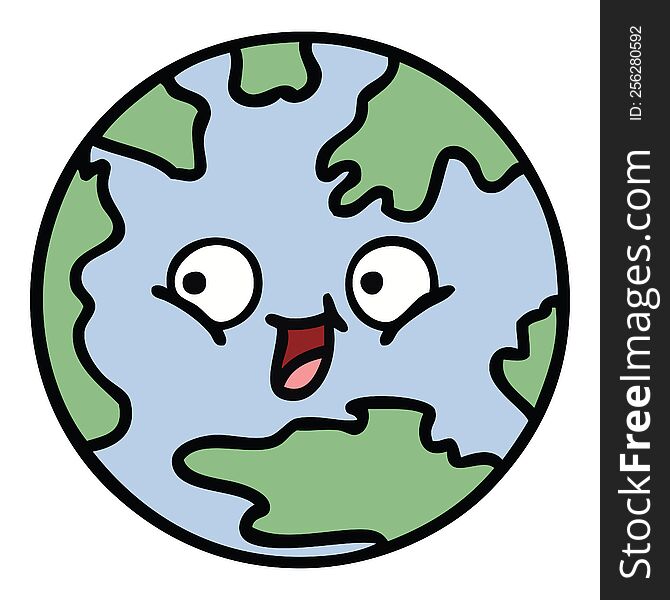 Cute Cartoon Planet Earth